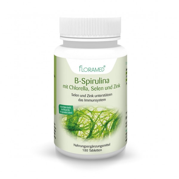 B-Spirulina mit Chlorella, Selen und Zink 180 Tabletten